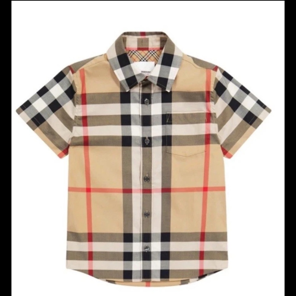 Burberry Boy’s Collared Shirt Size 14 Short Sleeve Check